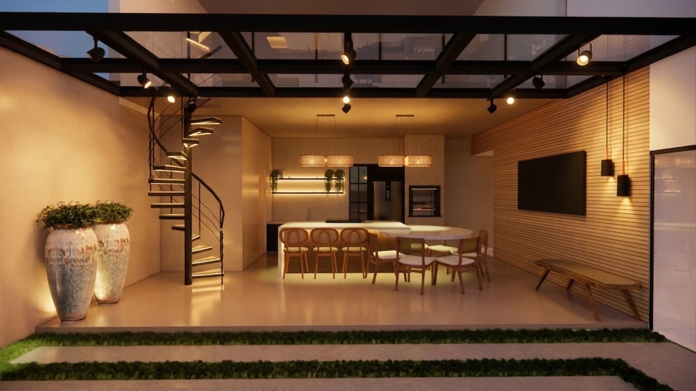 Espaço Gourmet Contemporâneo e Integrado